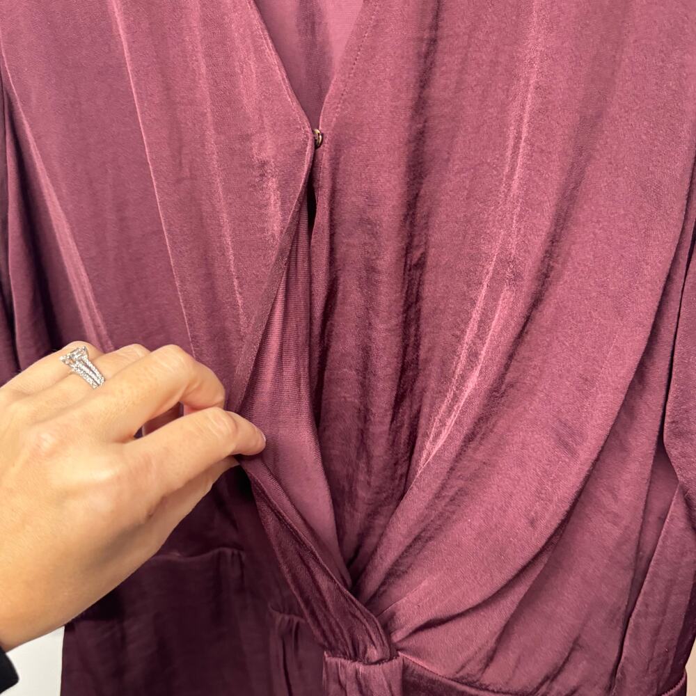 1.State Wine Red Womens Drop Waist Surplice Faux Wrap Blouse Top Size XXL 2XL - Picture 3 of 9